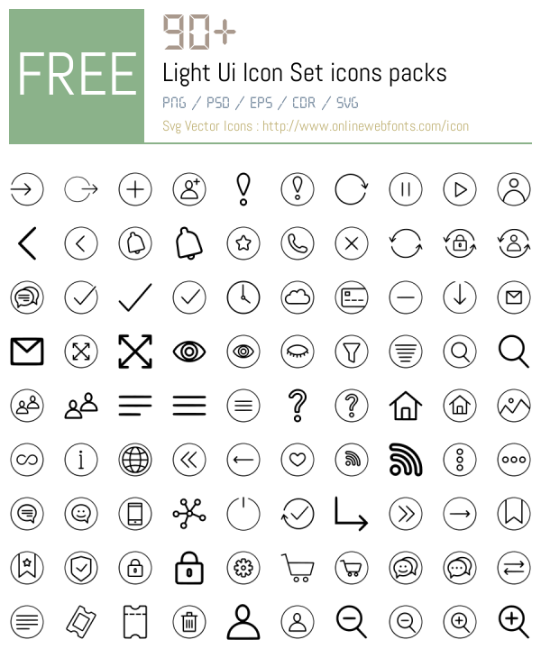 +90 Light Ui Icon Set Icons Packs Free Downloads - OnlineWebFonts.COM