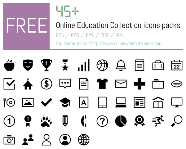 +45 Online Education Collection Icons Packs Free Downloads ...