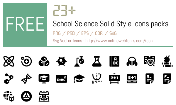 +23 School Science Solid Style Icons Packs Free Downloads ...