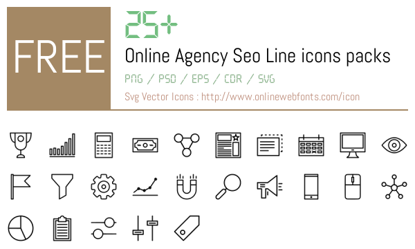 +25 Online Agency Seo Line Icons Packs Free Downloads - OnlineWebFonts.COM
