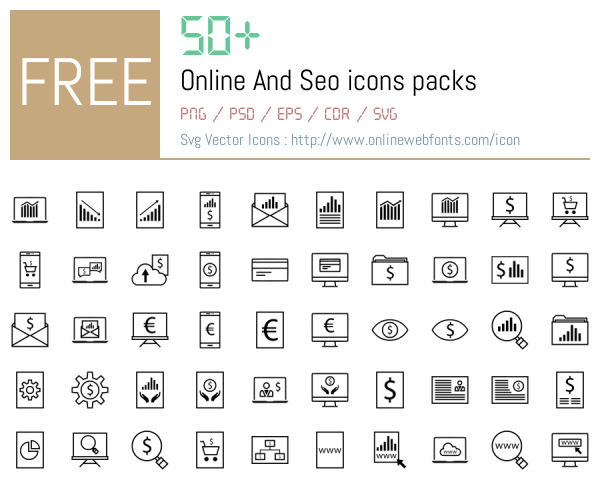 +50 Online And Seo Icons Packs Free Downloads - OnlineWebFonts.COM