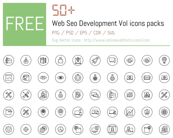 +50 Web Seo Development Vol Icons Packs Free Downloads - OnlineWebFonts.COM
