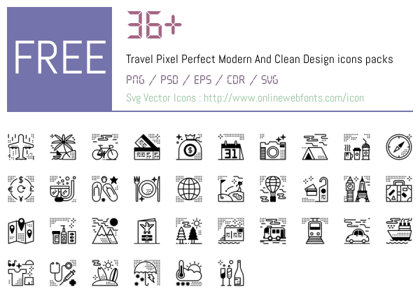 +36 Travel Pixel Perfect Modern And Clean Design Icons Packs Free ...