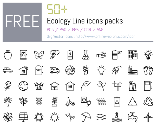 +50 Ecology Line Icons Packs Free Downloads - OnlineWebFonts.COM