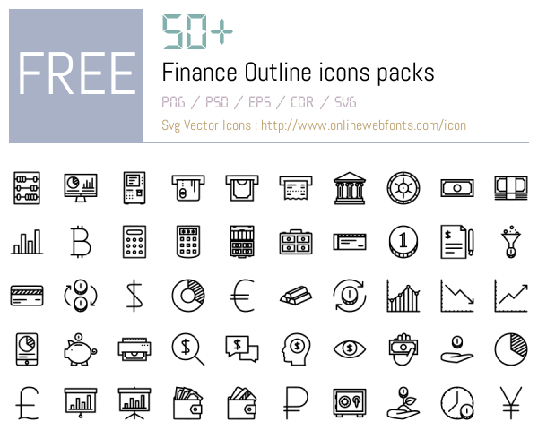 +50 Finance Outline Icons Packs Free Downloads - OnlineWebFonts.COM