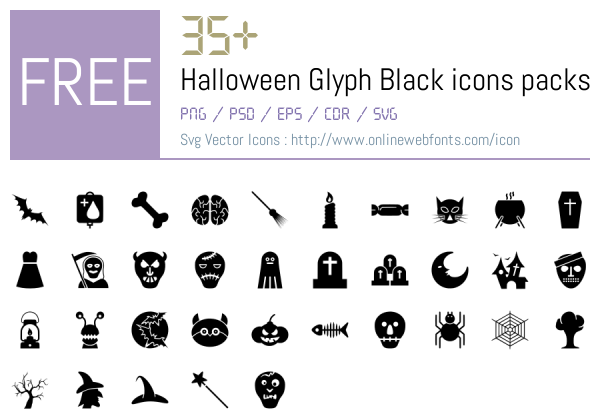 +35 Halloween Glyph Black Icons Packs Free Downloads - OnlineWebFonts.COM