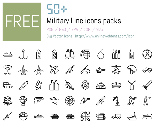 +50 Military Line Icons Packs Free Downloads - OnlineWebFonts.COM