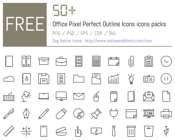 +50 Office Pixel Perfect Outline Icons Icons Packs Free Downloads ...