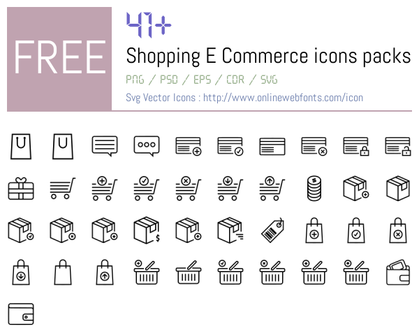 +41 Shopping E Commerce Icons Packs Free Downloads - OnlineWebFonts.COM
