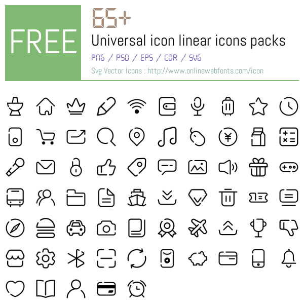 +65 Universal icon linear Icons Packs Free Downloads - OnlineWebFonts.COM