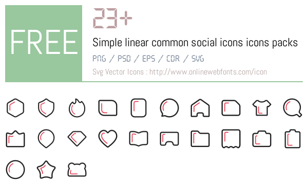Common Icon Downloads +23 Simple linear common social icons Icons Packs Free Downloads ...