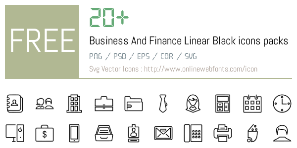 +20 Business And Finance Linear Black Icons Packs Free Downloads ...
