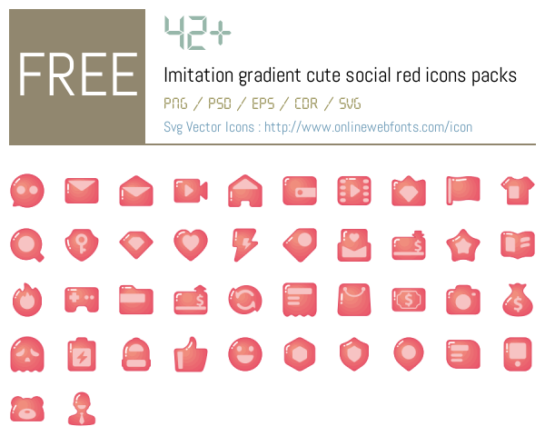 +42 Imitation gradient cute social red Icons Packs Free Downloads ...