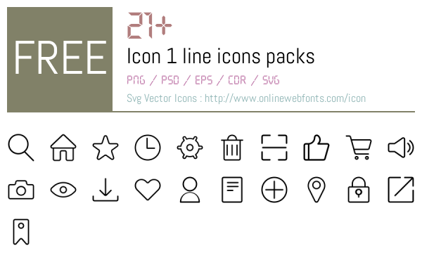 +21 Icon 1 line Icons Packs Free Downloads - OnlineWebFonts.COM