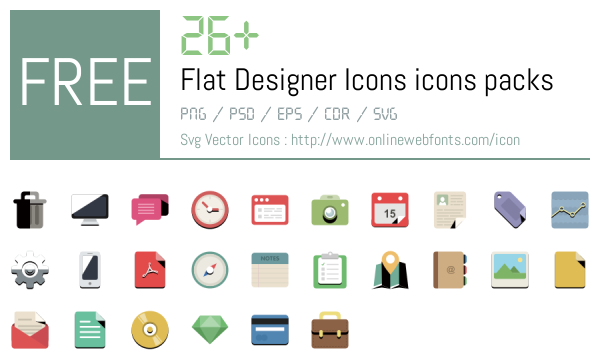 +26 Flat Designer Icons Icons Packs Free Downloads - OnlineWebFonts.COM
