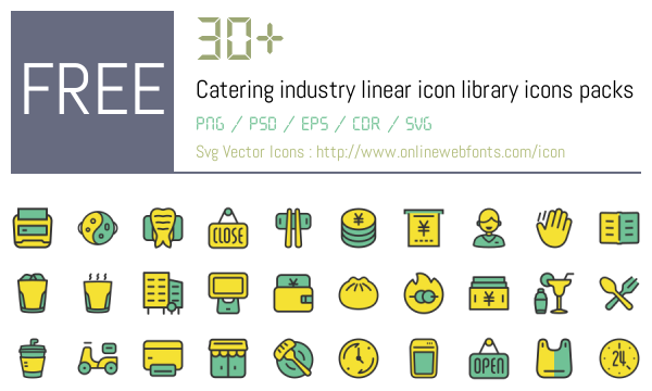linear catering icons vector art - download sign... +30 Catering industry linear icon library Icons Packs Free Downloads ...