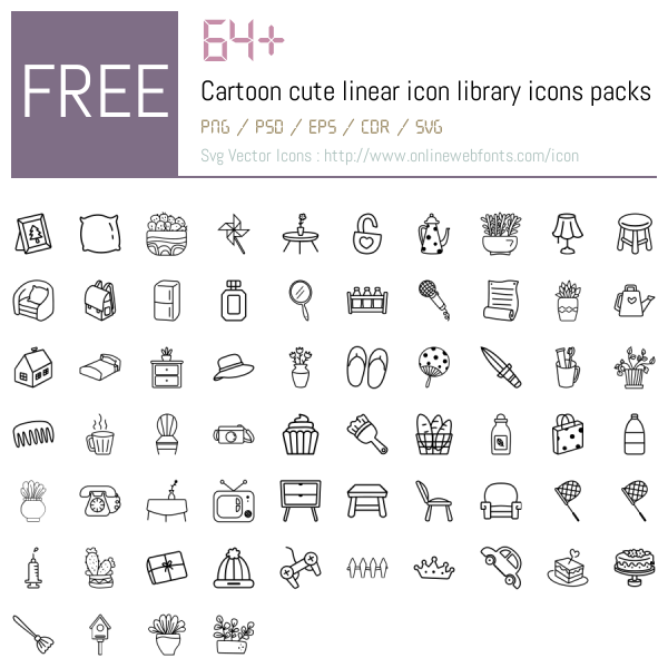 +64 Cartoon cute linear icon library Icons Packs Free Downloads ...