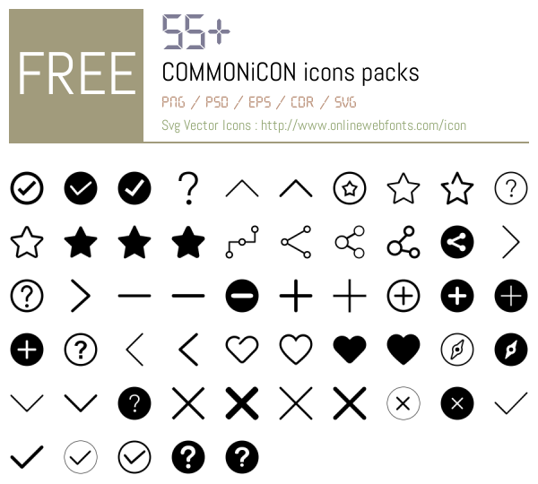 +55 COMMONiCON Icons Packs Free Downloads - OnlineWebFonts.COM