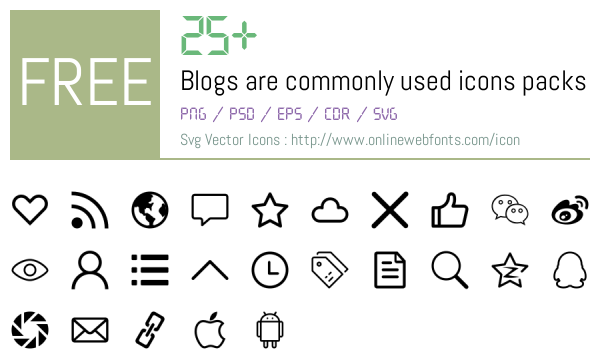 +25 Blogs are commonly used Icons Packs Free Downloads - OnlineWebFonts.COM