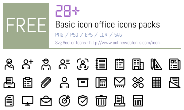 +28 Basic icon office Icons Packs Free Downloads - OnlineWebFonts.COM