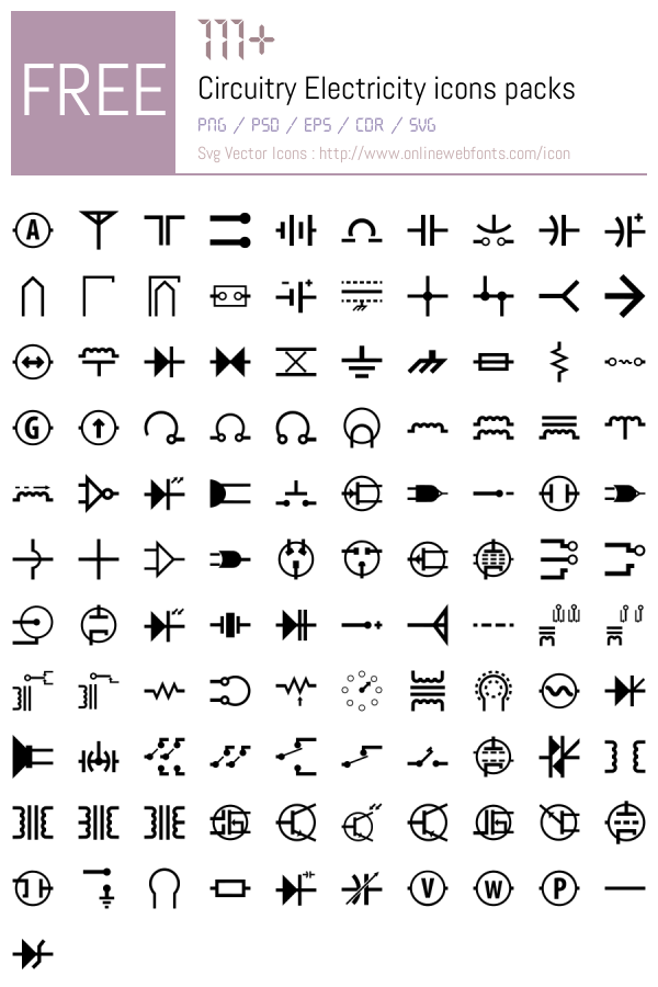+111 Circuitry Electricity Icons Packs Free Downloads
