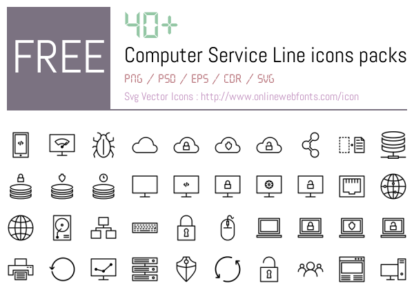 +40 Computer Service Line Icons Packs Free Downloads - OnlineWebFonts.COM