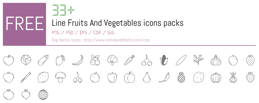 +33 Line Fruits And Vegetables Svg Animations Packs Free Downloads ...