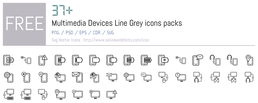 +37 Multimedia Devices Line Grey Svg Animations Packs Free Downloads ...