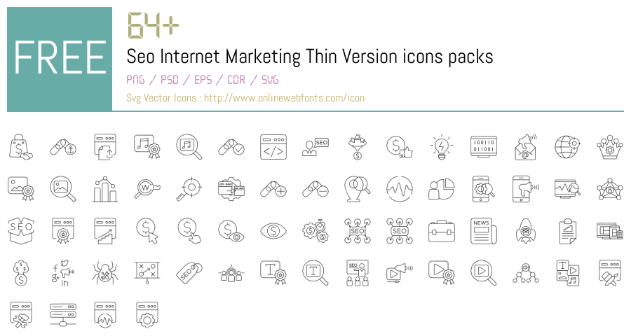+64 Seo Internet Marketing Thin Version Svg Animations Packs Free ...
