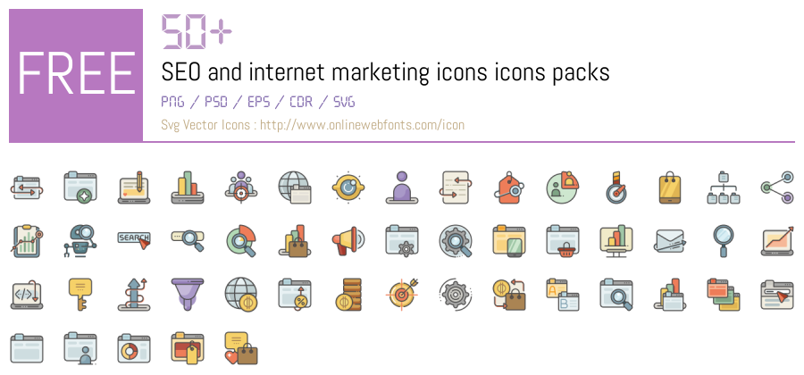 +50 SEO and internet marketing icons Svg Animations Packs Free ...
