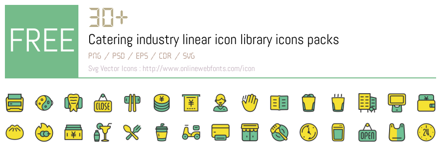 linear catering icons vector art - download sign... +30 Catering industry linear icon library Svg Animations Packs Free ...