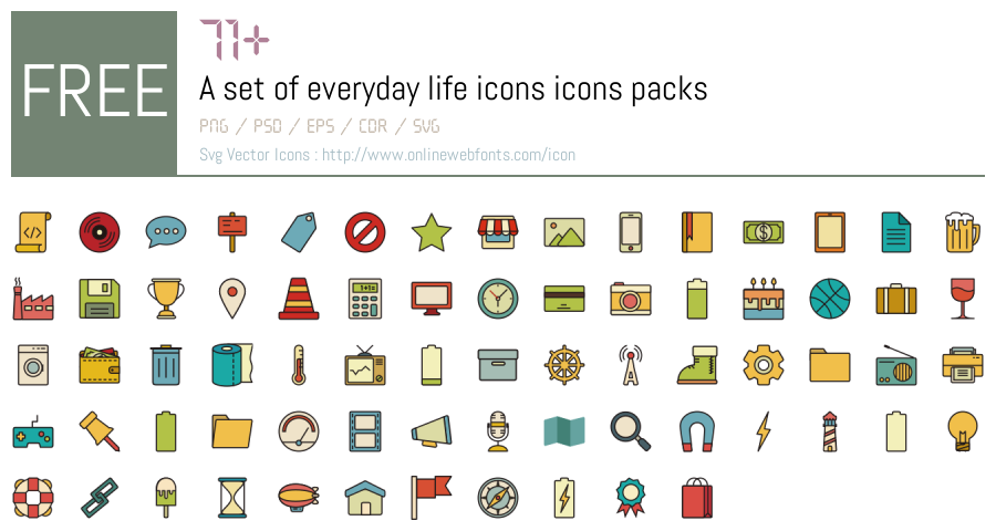 +71 A set of everyday life icons Svg Animations Packs Free Downloads ...