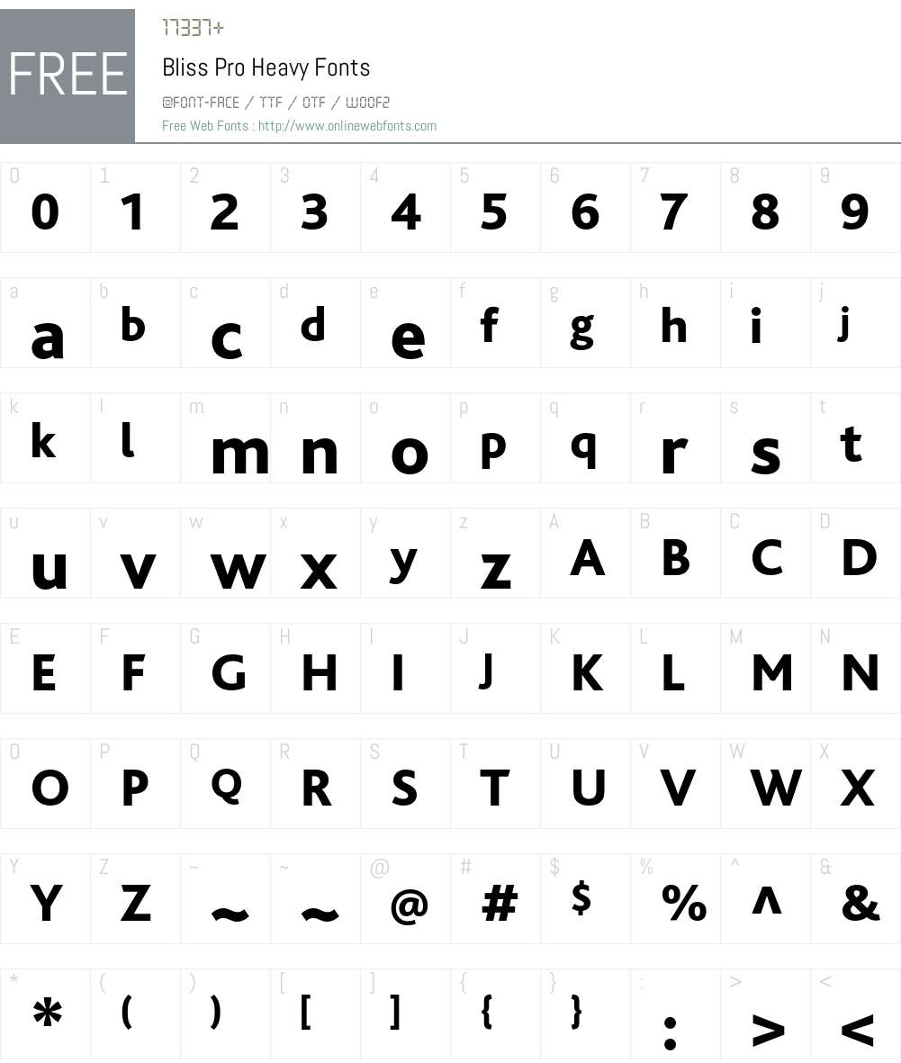 Bliss Pro Font Screenshots