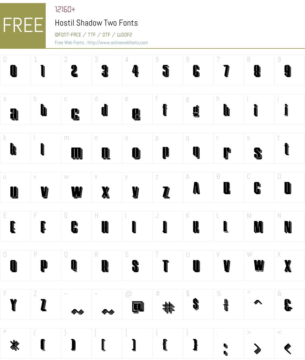 Hostil Shadow Two Font Screenshots
