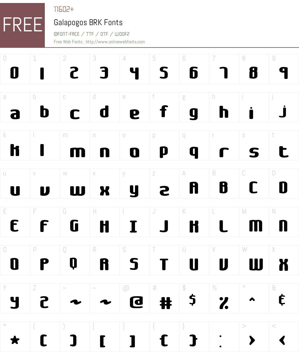 Galapogos BRK Font Screenshots