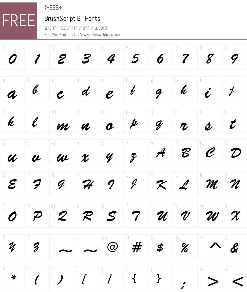 BrushScript BT Font Screenshots