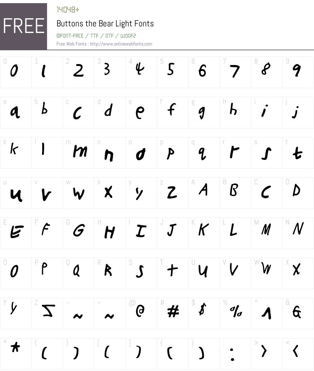 Buttons the Bear Light Font Screenshots