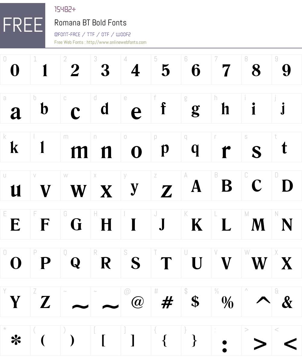 Romana BT Font Screenshots
