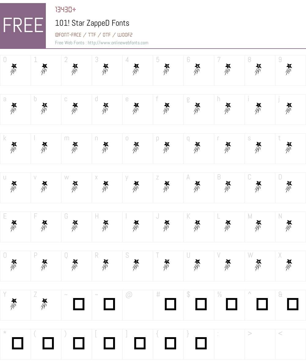 101! Star ZappeD Font Screenshots