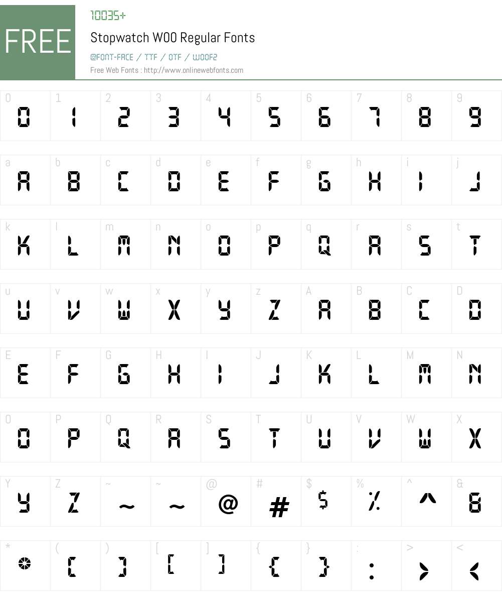 StopwatchW00-Regular Font Screenshots