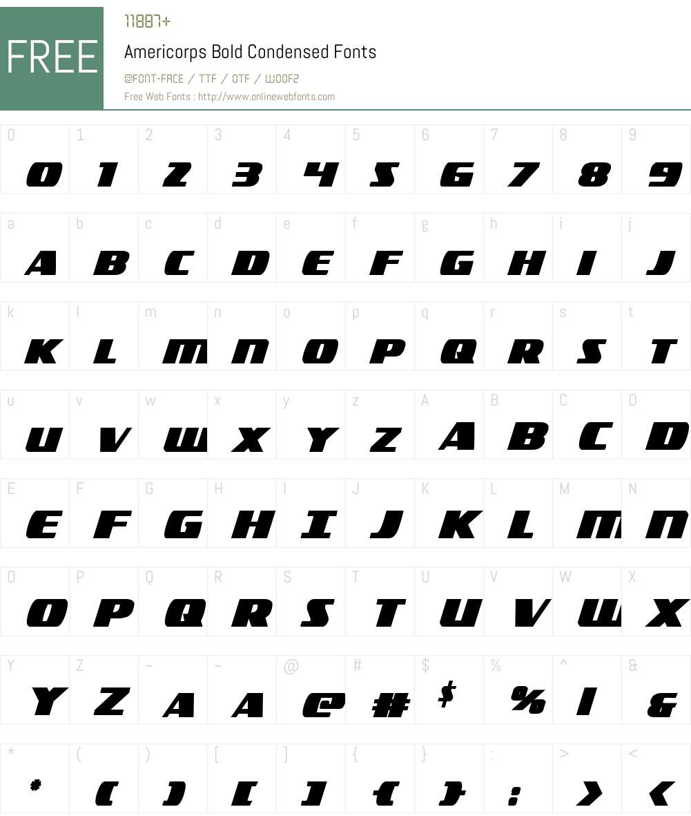 Americorps Bold Condensed Font Screenshots