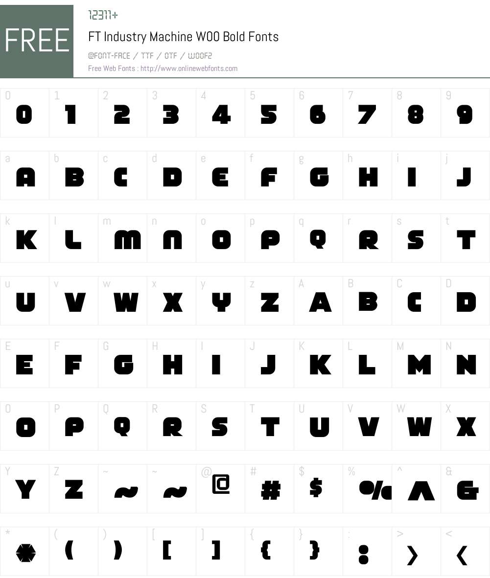 FTIndustryMachineW00-Bold Font Screenshots