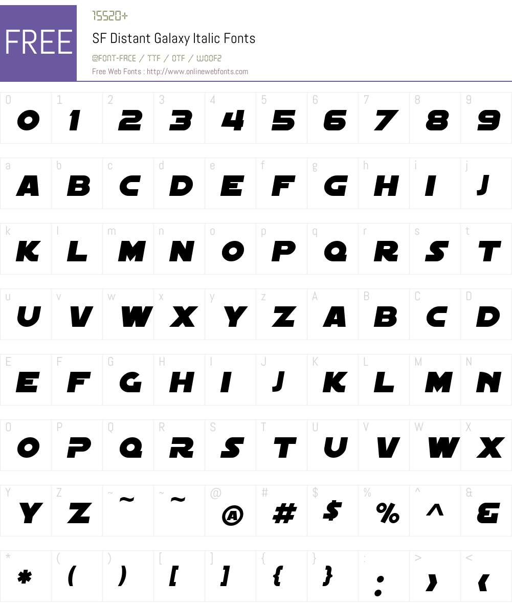 SF Distant Galaxy Font Screenshots
