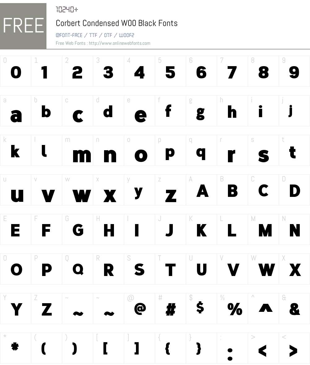 CorbertCondensedW00-Black Font Screenshots