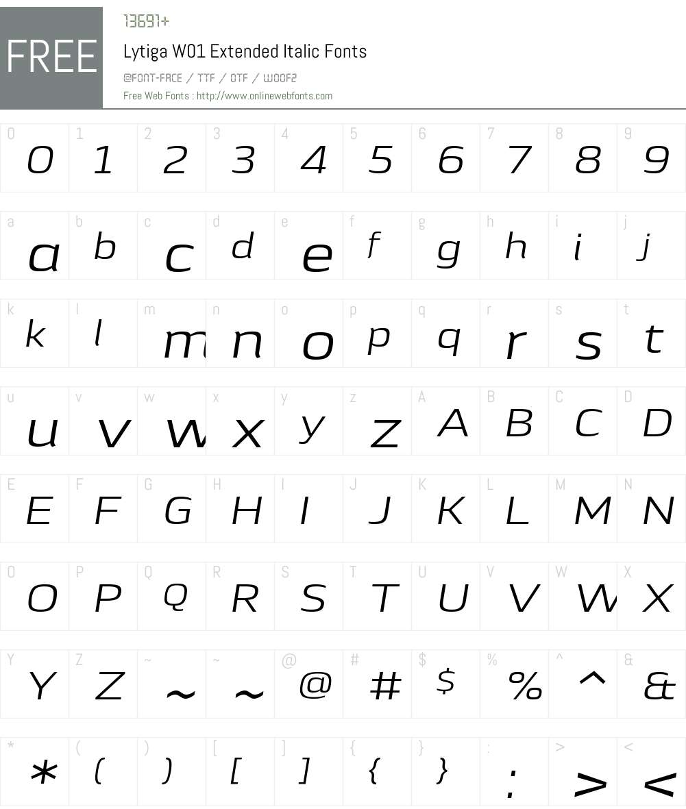 LytigaW01-ExtendedItalic Font Screenshots