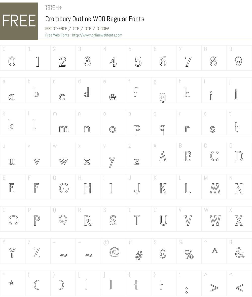 CromburyOutlineW00-Regular Font Screenshots