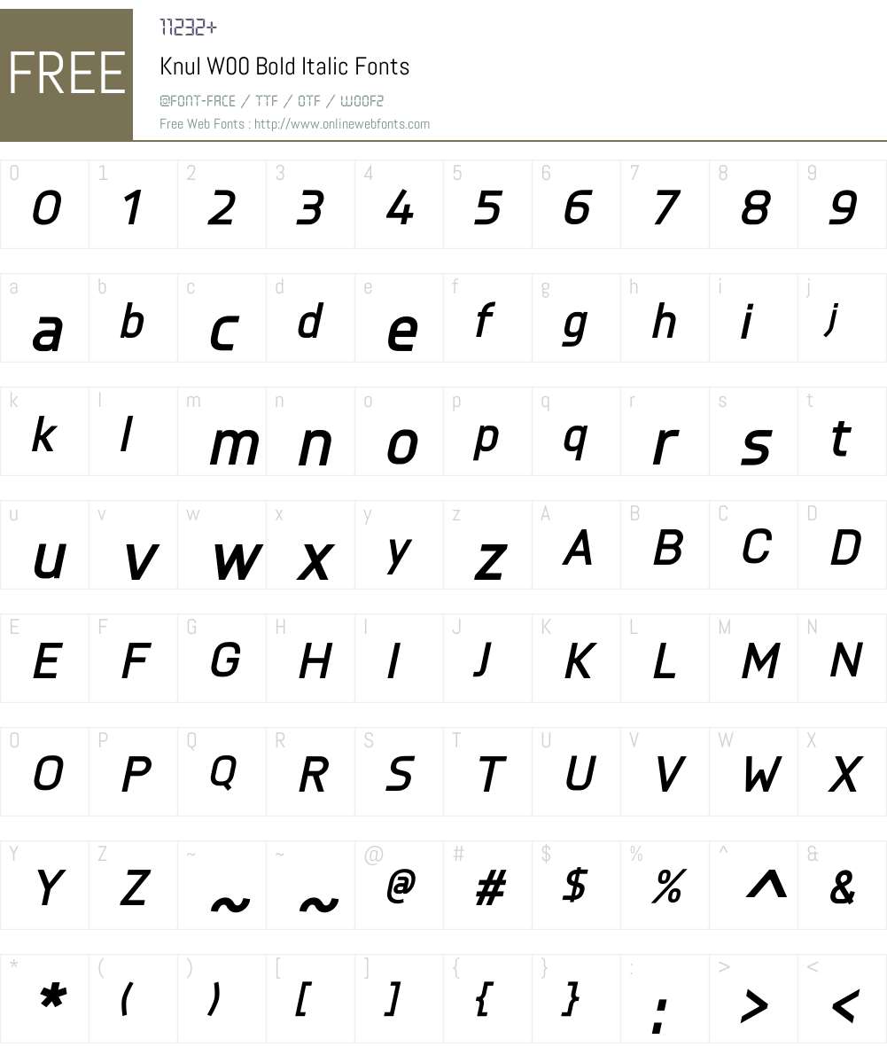 KnulW00-BoldItalic Font Screenshots