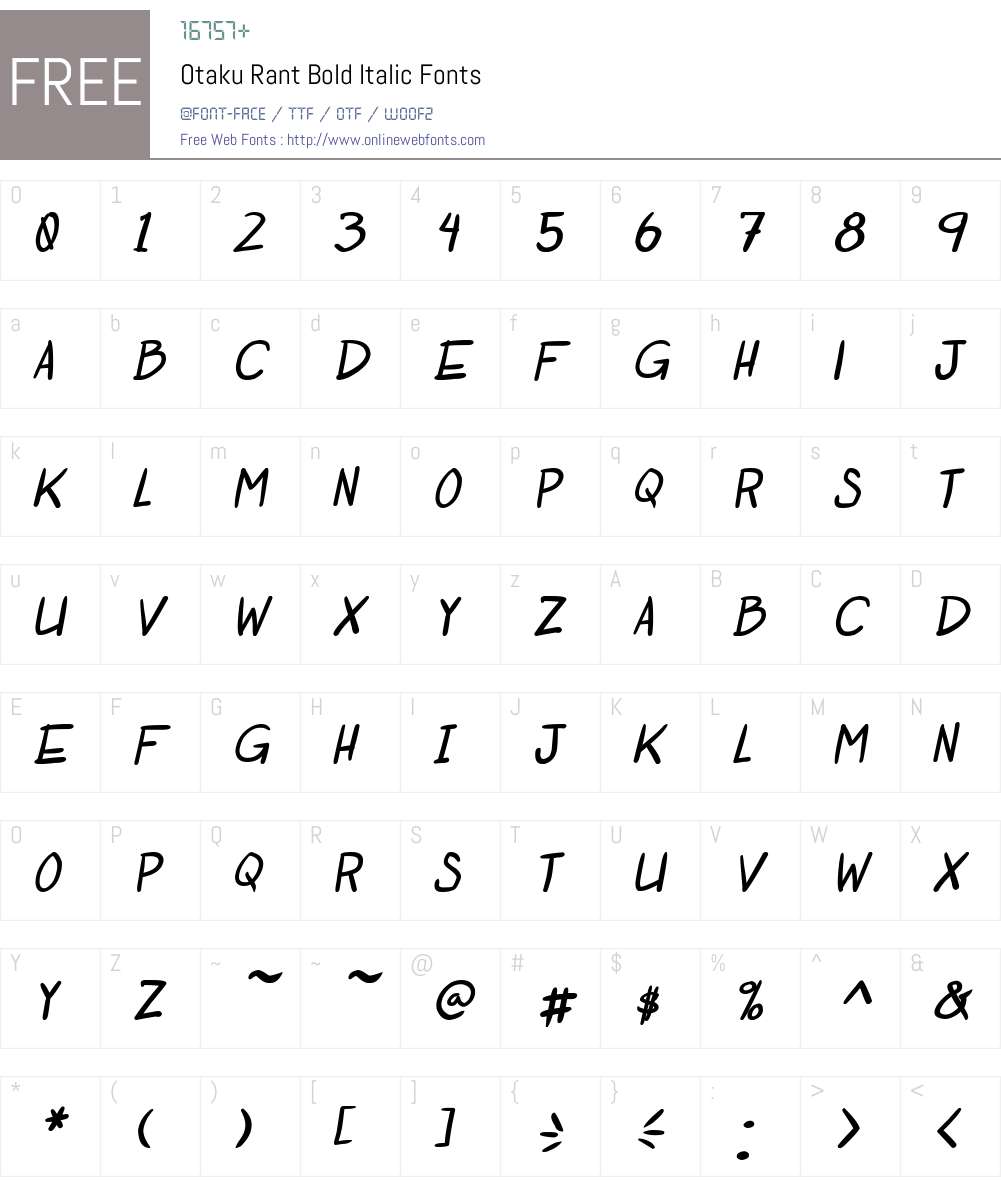 Otaku Rant Font Screenshots