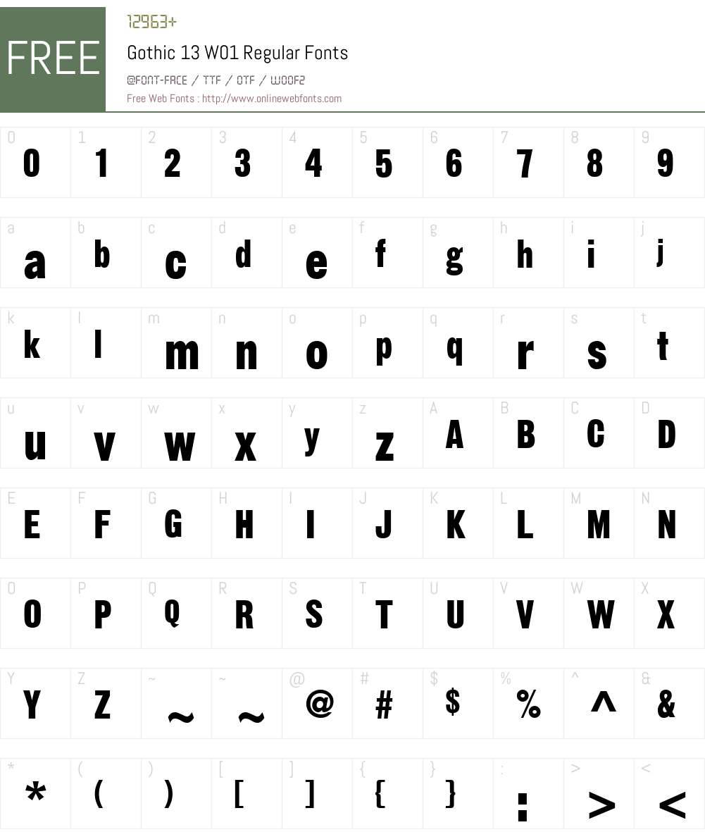 Gothic13W01-Regular Font Screenshots