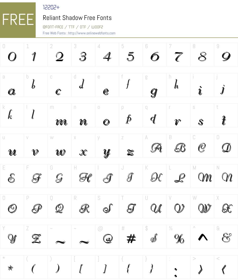 Reliant Shadow Free Font Screenshots